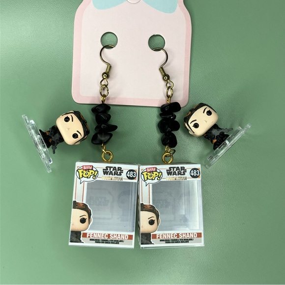 Star Wars Fennec Shand Upcycled Bitty Funko Handmade Earrings - Picture 6 of 7